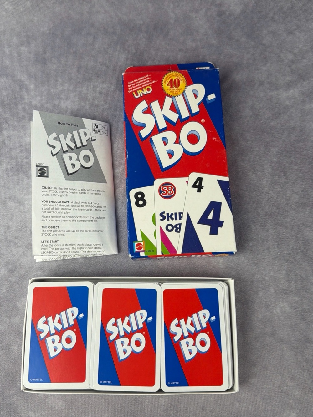 Mattel Skip-Bo Card Game Complete With Instructions 40th Anniversary Edition